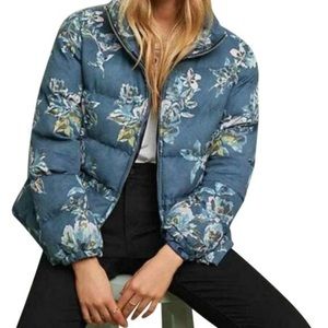 Anthropologie Floral Puffer Jacket Size M